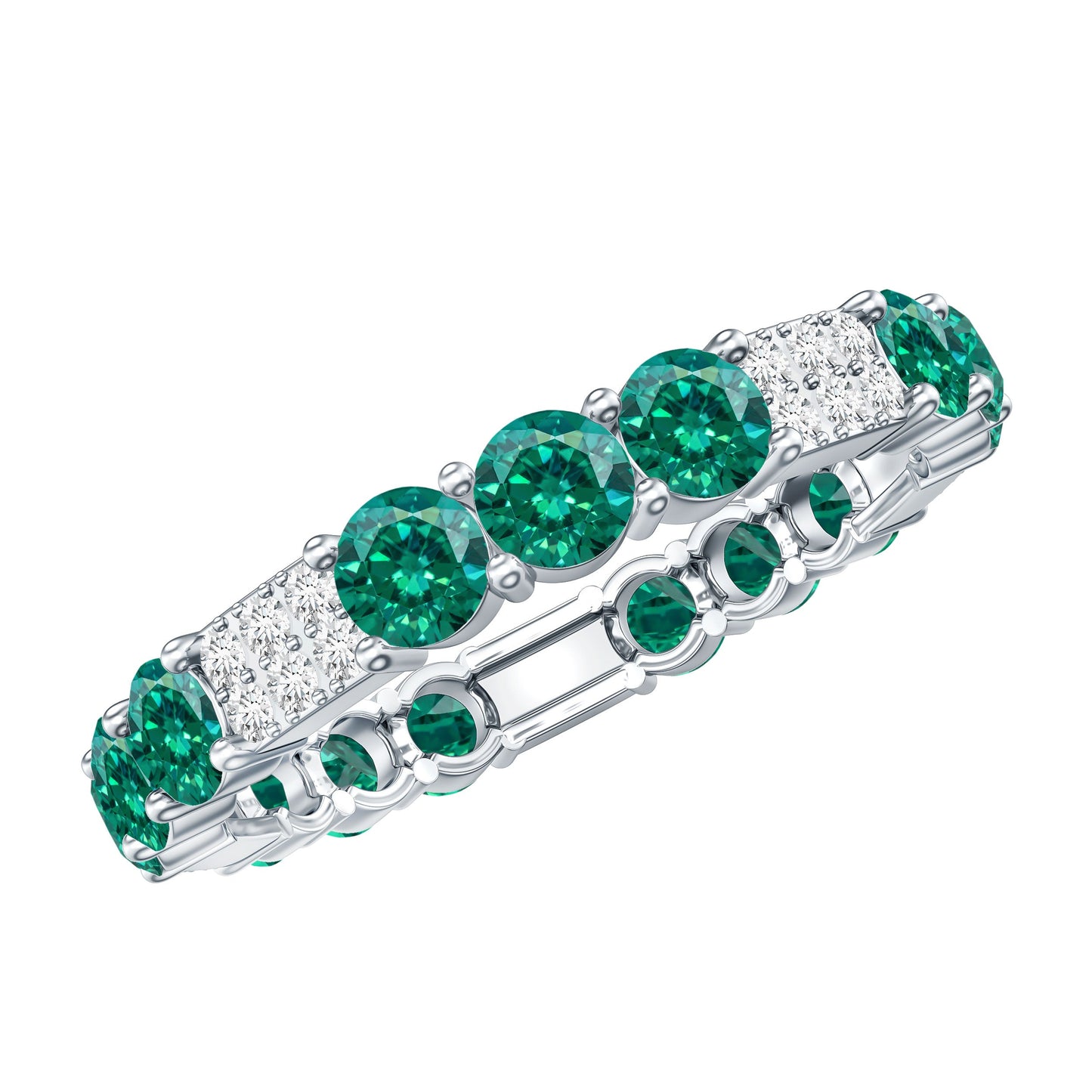 Certified Lab Grown Emerald Diamond Eternity Wedding Band