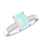 Genuine Ethiopian Opal 2 Carat Emerald Cut Engagement Ring with Diamond