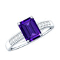 Natural 1.4 Carat Amethyst Emerald Cut Engagement Ring with Diamond