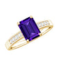 Natural 1.4 Carat Amethyst Emerald Cut Engagement Ring with Diamond