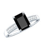 1.8 Carat Emerald Cut Black Onyx Engagement Ring with Diamond