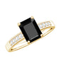 1.8 Carat Emerald Cut Black Onyx Engagement Ring with Diamond