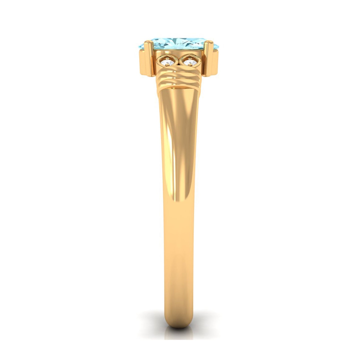Natural 1 Carat Aquamarine Oval Engagement Ring with Diamond