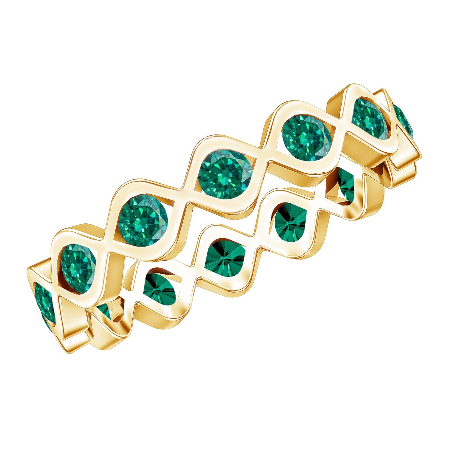 Certified Lab Grown Emerald Infinity Twisted Eternity Ring