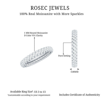Elegant Moissanite Wedding Band Ring With Certificate