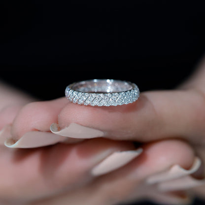 Elegant Moissanite Wedding Band Ring With Certificate