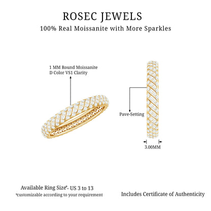 Elegant Moissanite Wedding Band Ring With Certificate