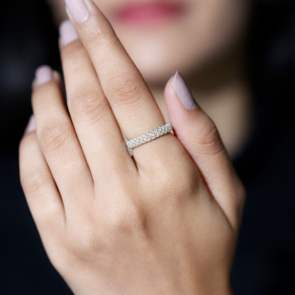 Elegant Moissanite Wedding Band Ring With Certificate