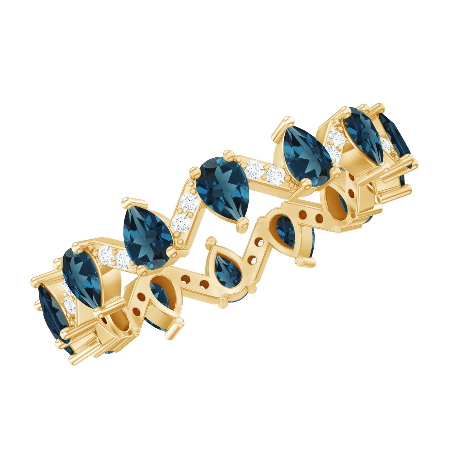 Pear Shape London Blue Topaz and Diamond Full Eternity Band