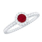 Natural Ruby Diamond Promise Ring with Bubble Shank