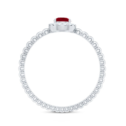 Natural Ruby Diamond Promise Ring with Bubble Shank