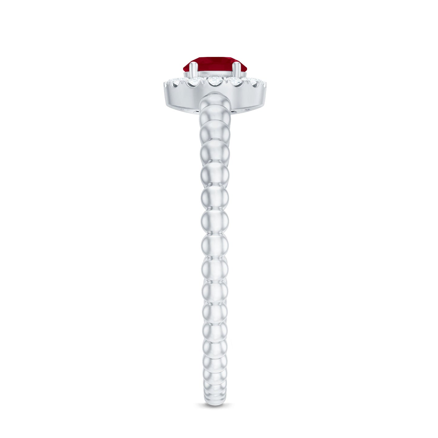 Natural Ruby Diamond Promise Ring with Bubble Shank