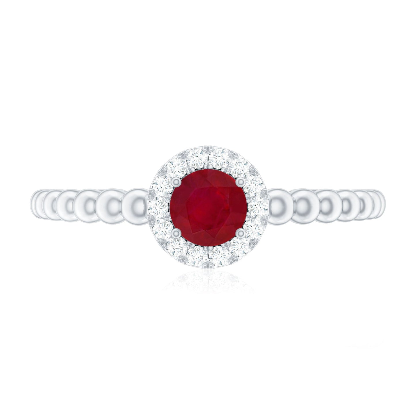 Natural Ruby Diamond Promise Ring with Bubble Shank