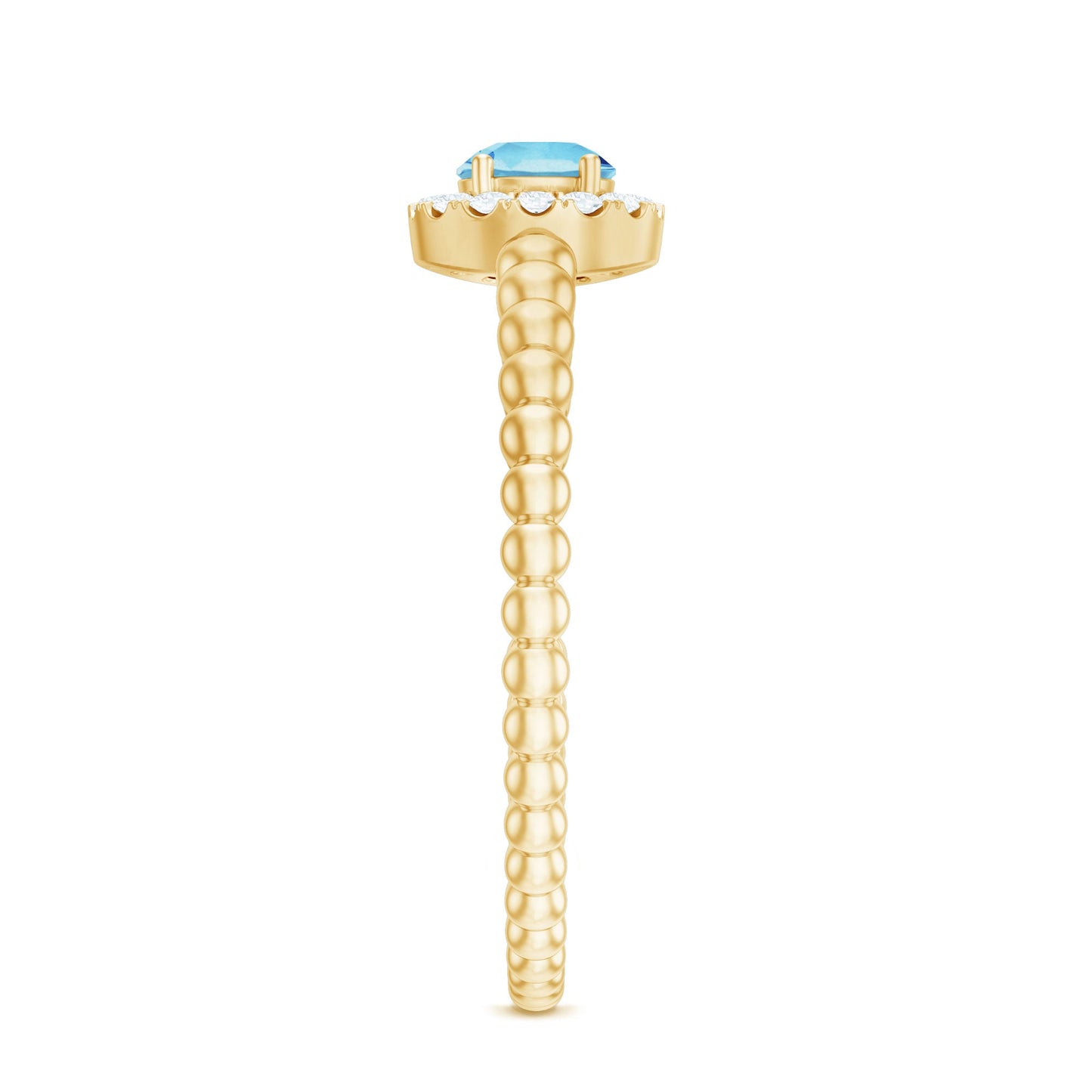 Natural Aquamarine Diamond Promise Ring with Bubble Shank