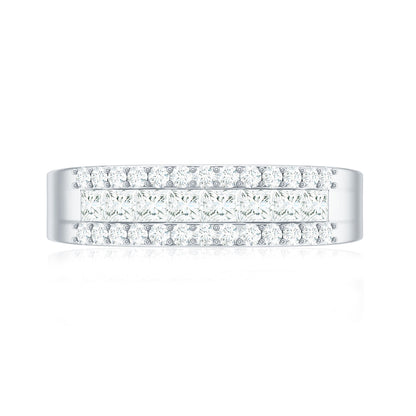 Certified Moissanite 3 Row Wedding Band for Men