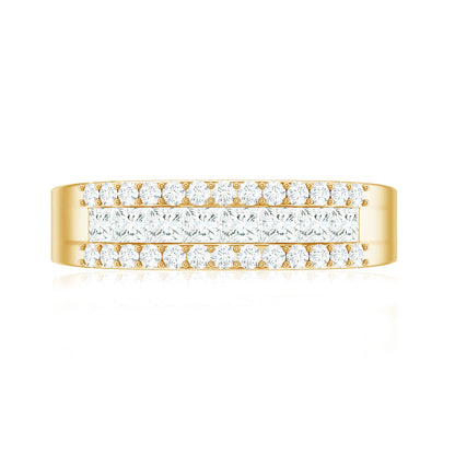 Certified Moissanite 3 Row Wedding Band for Men