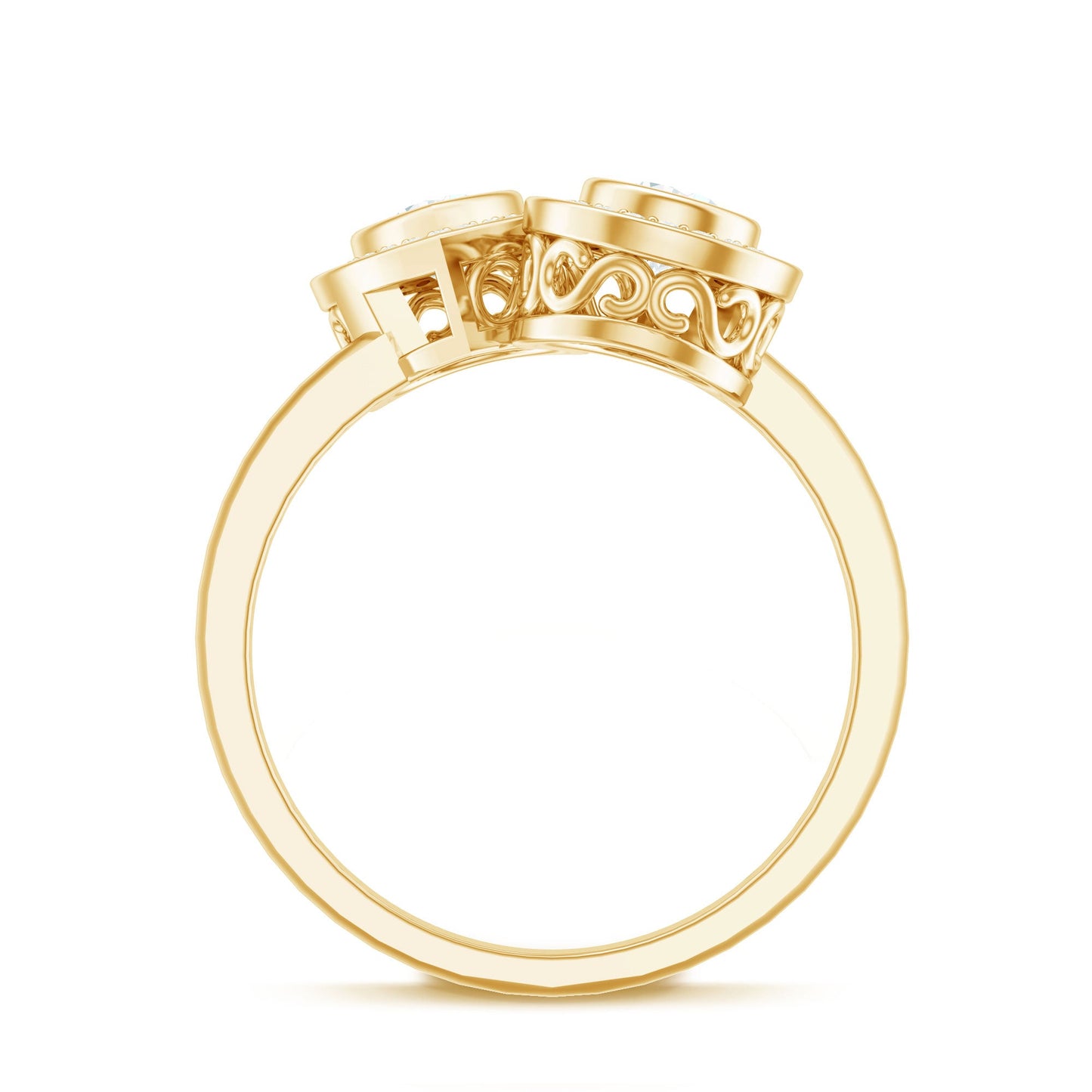 Pear Cut Moissanite Two Stone Engagement Ring with Halo