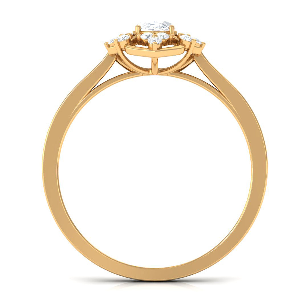 Vintage Inspired Moissanite Flower Engagement Ring