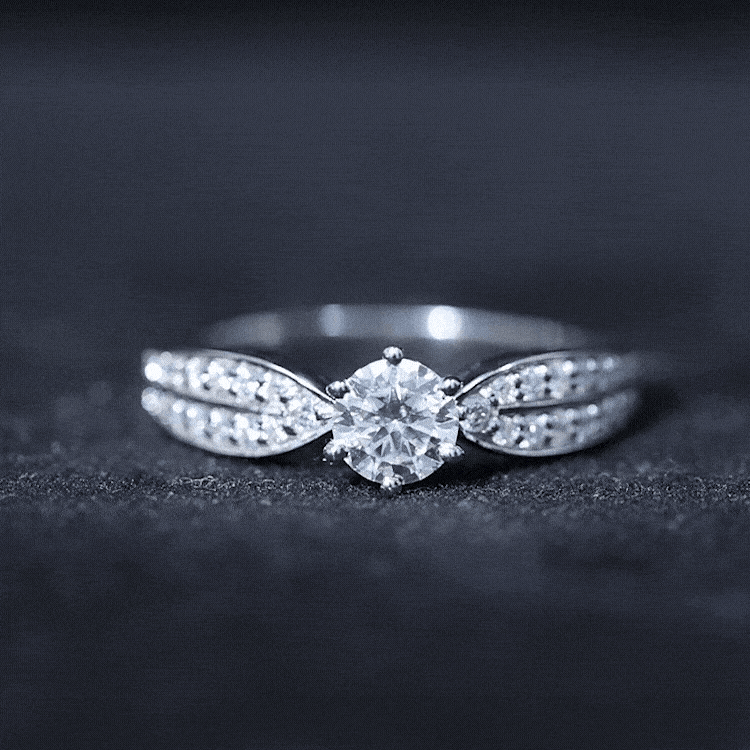 Elegant Round Moissanite Engagement Ring with Side Stones