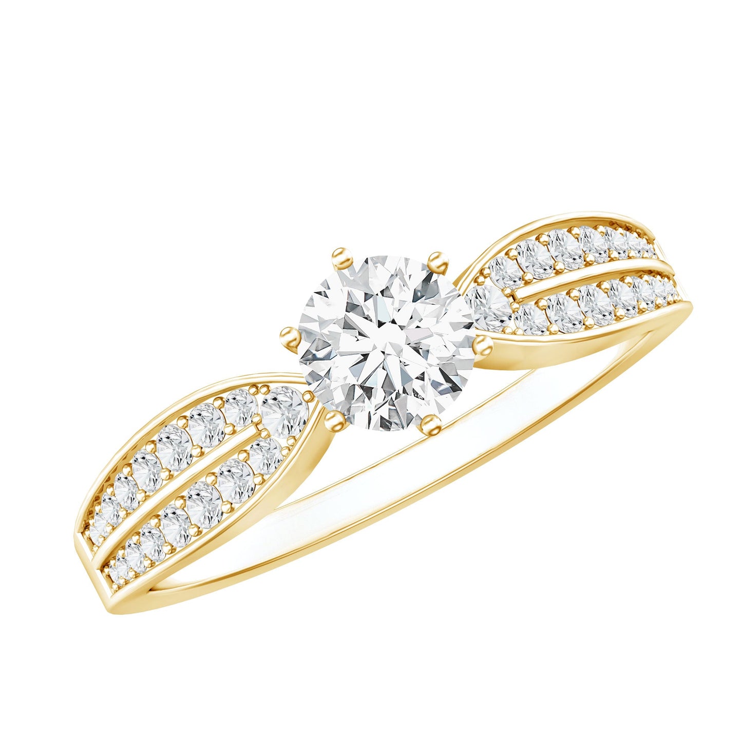 Elegant Round Moissanite Engagement Ring with Side Stones