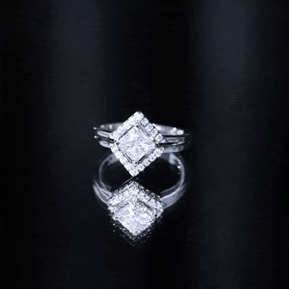 Certified Moissanite Princess Cut Wedding Ring Set for Women