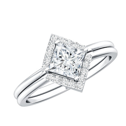 Certified Moissanite Princess Cut Wedding Ring Set for Women