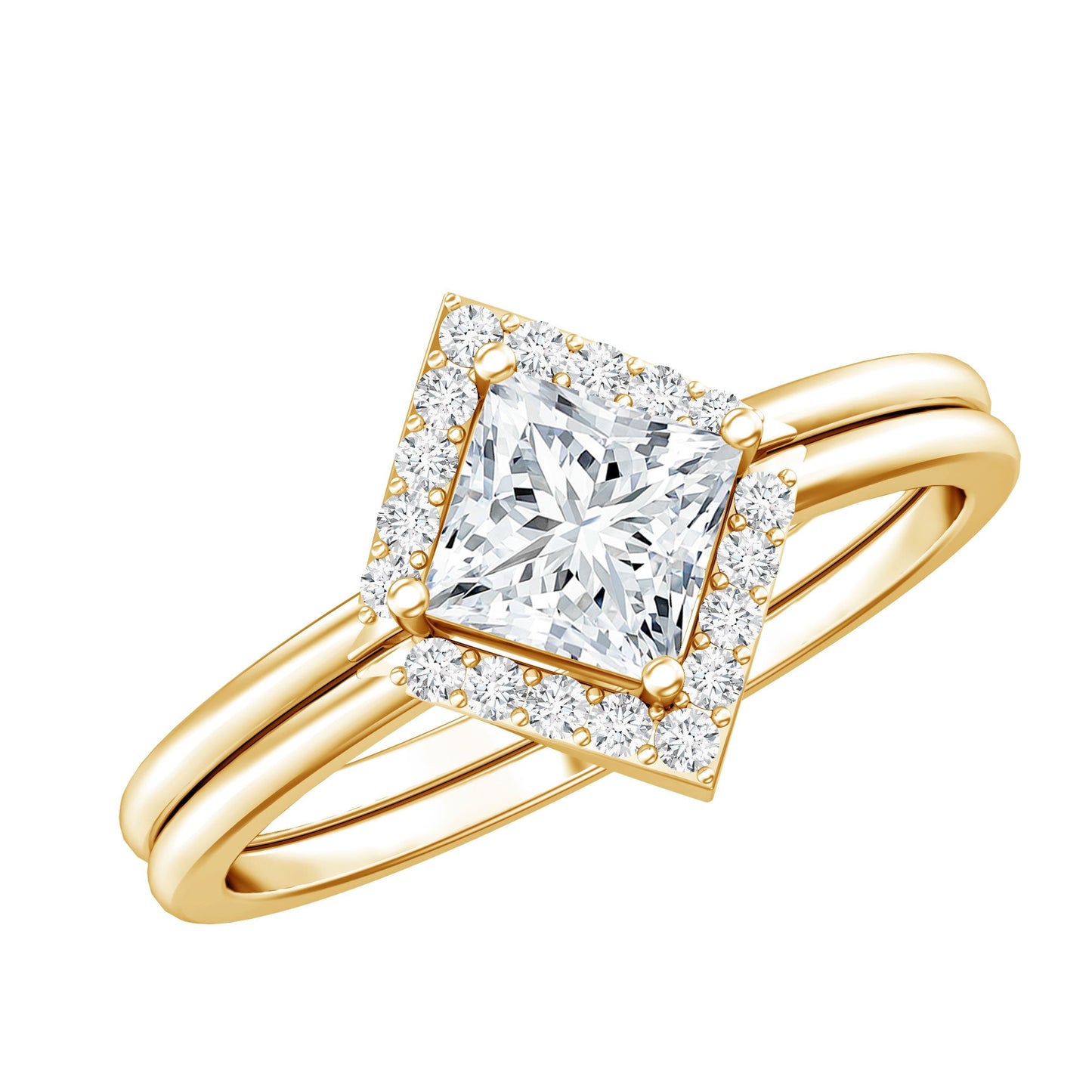 Certified Moissanite Princess Cut Wedding Ring Set for Women