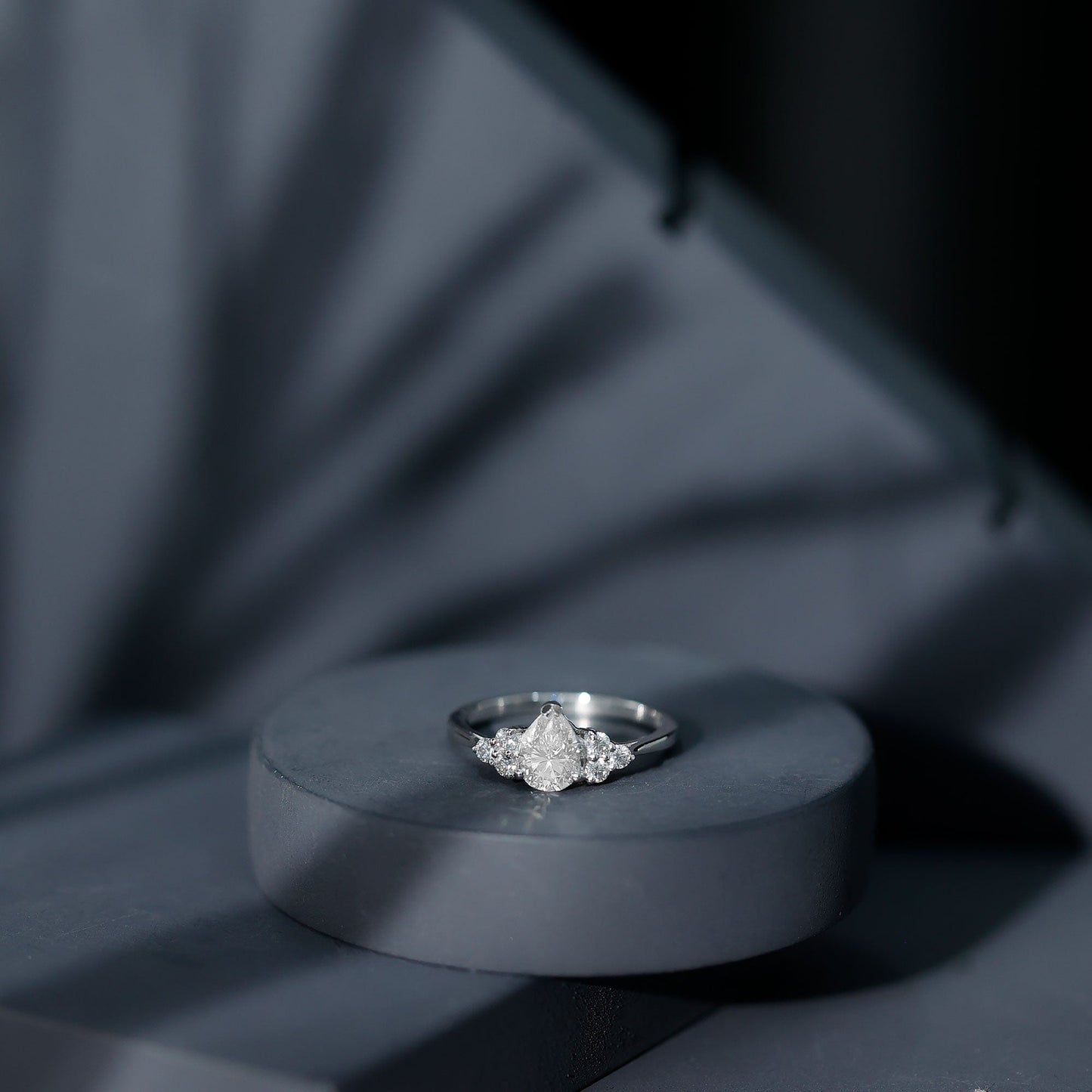 Brilliant Cut Moissanite Trio Engagement Ring For Women