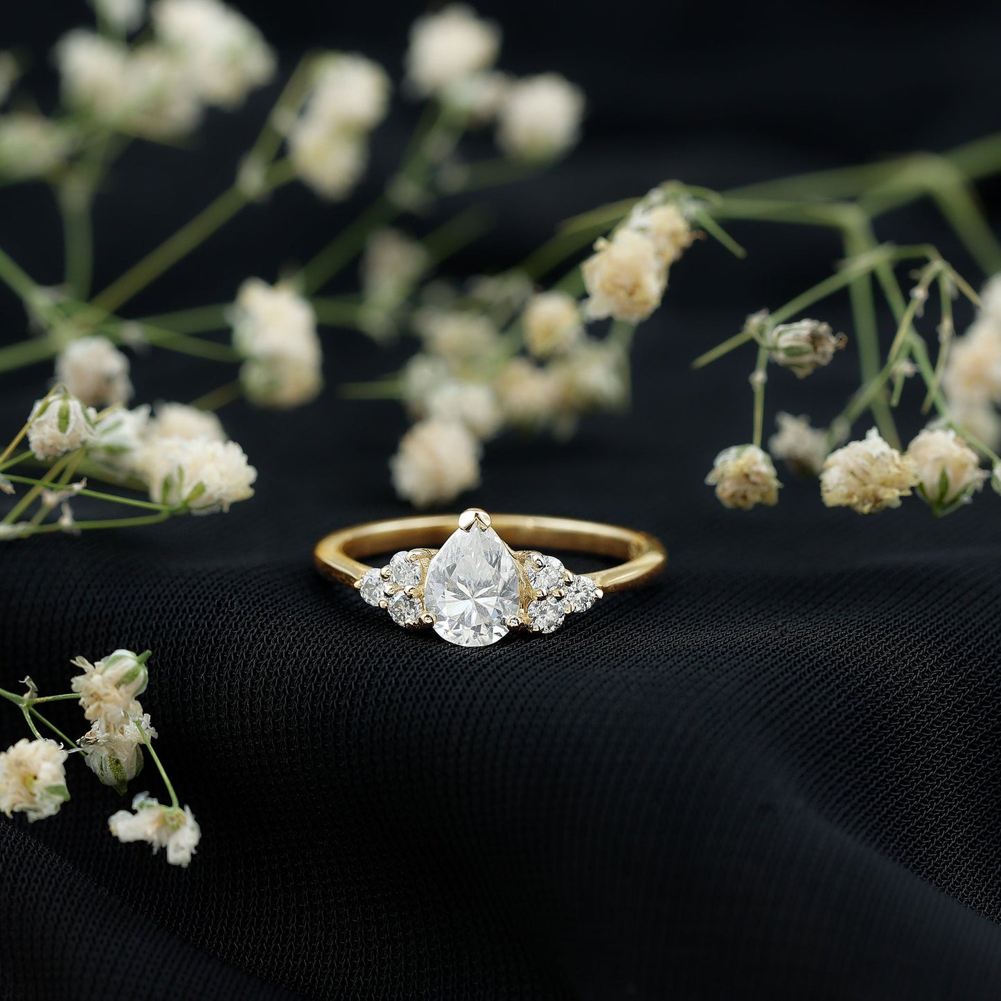 Brilliant Cut Moissanite Trio Engagement Ring For Women