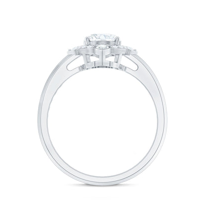 Vintage Style Oval Shaped Moissanite Halo Engagement Ring