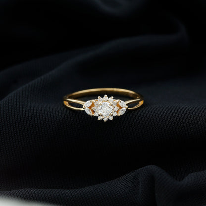 Certified Moissanite Flower Engagement Ring with Split Shank