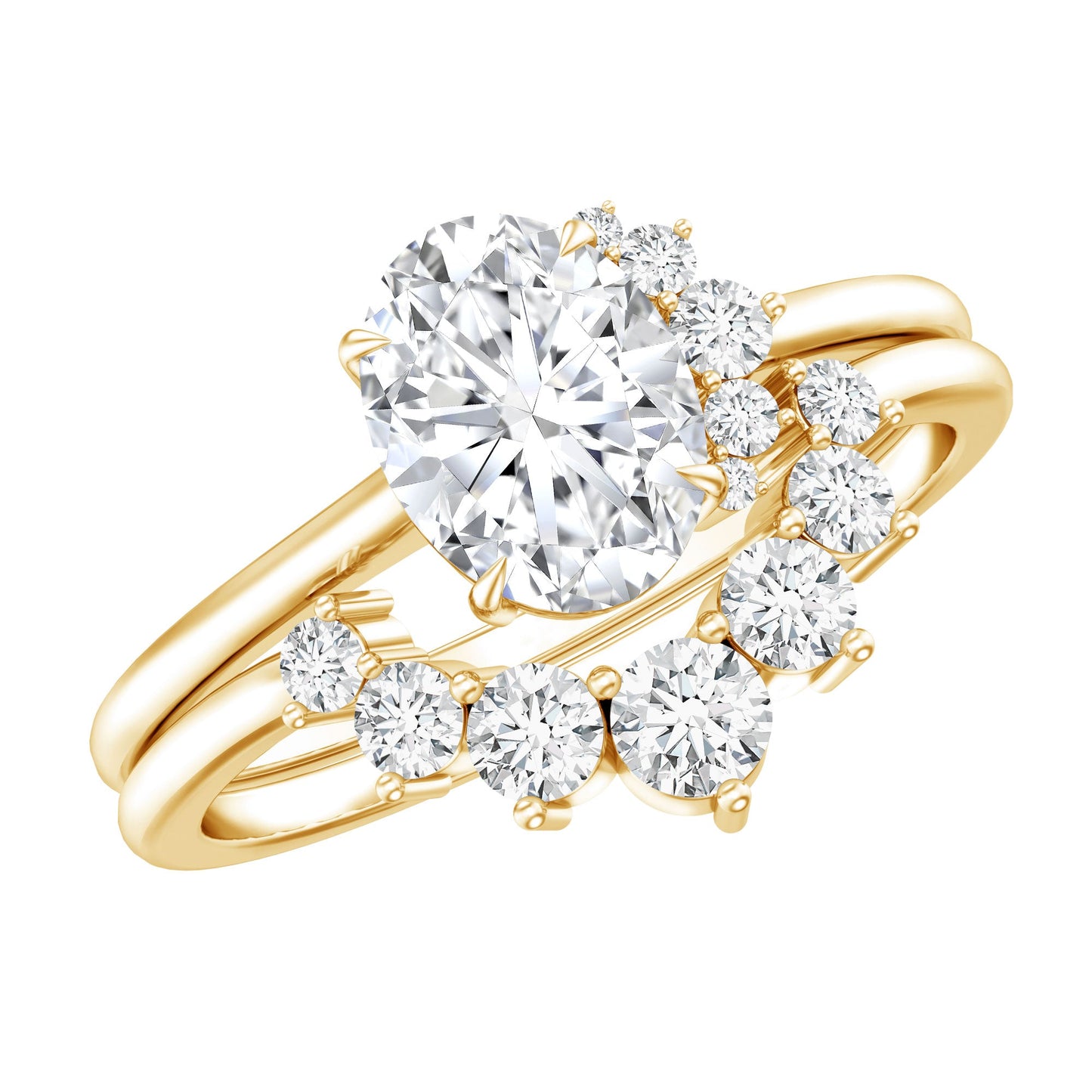 Designer 1.2 Carat Oval Cut Moissanite Wedding Ring Set With Certificate