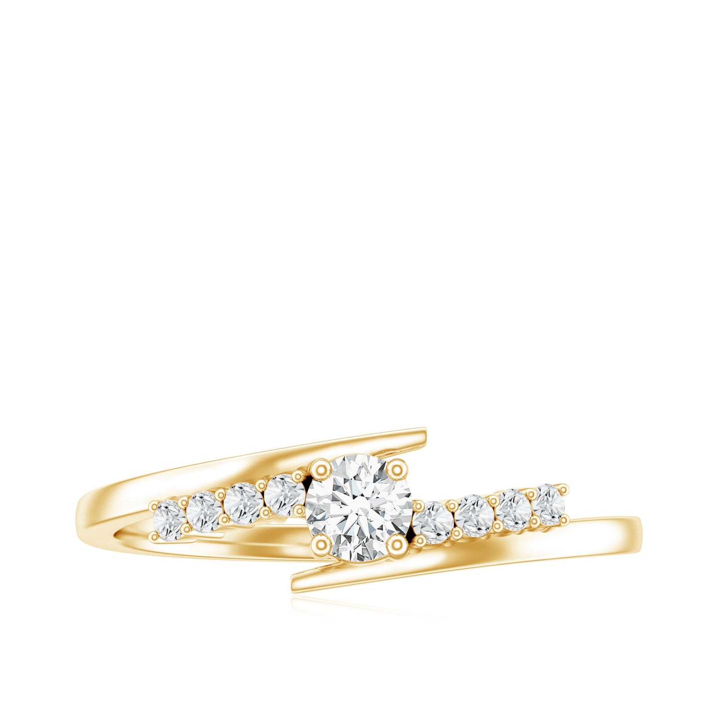 Round Cut Moissanite Promise Ring with Bypass Shank