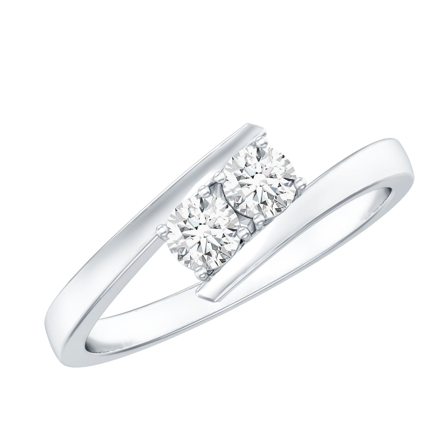 Certified Two Stone Moissanite Commitment Ring For Her