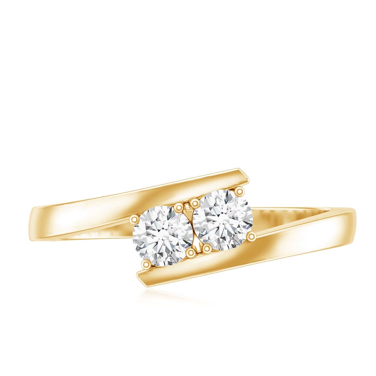Certified Two Stone Moissanite Commitment Ring For Her