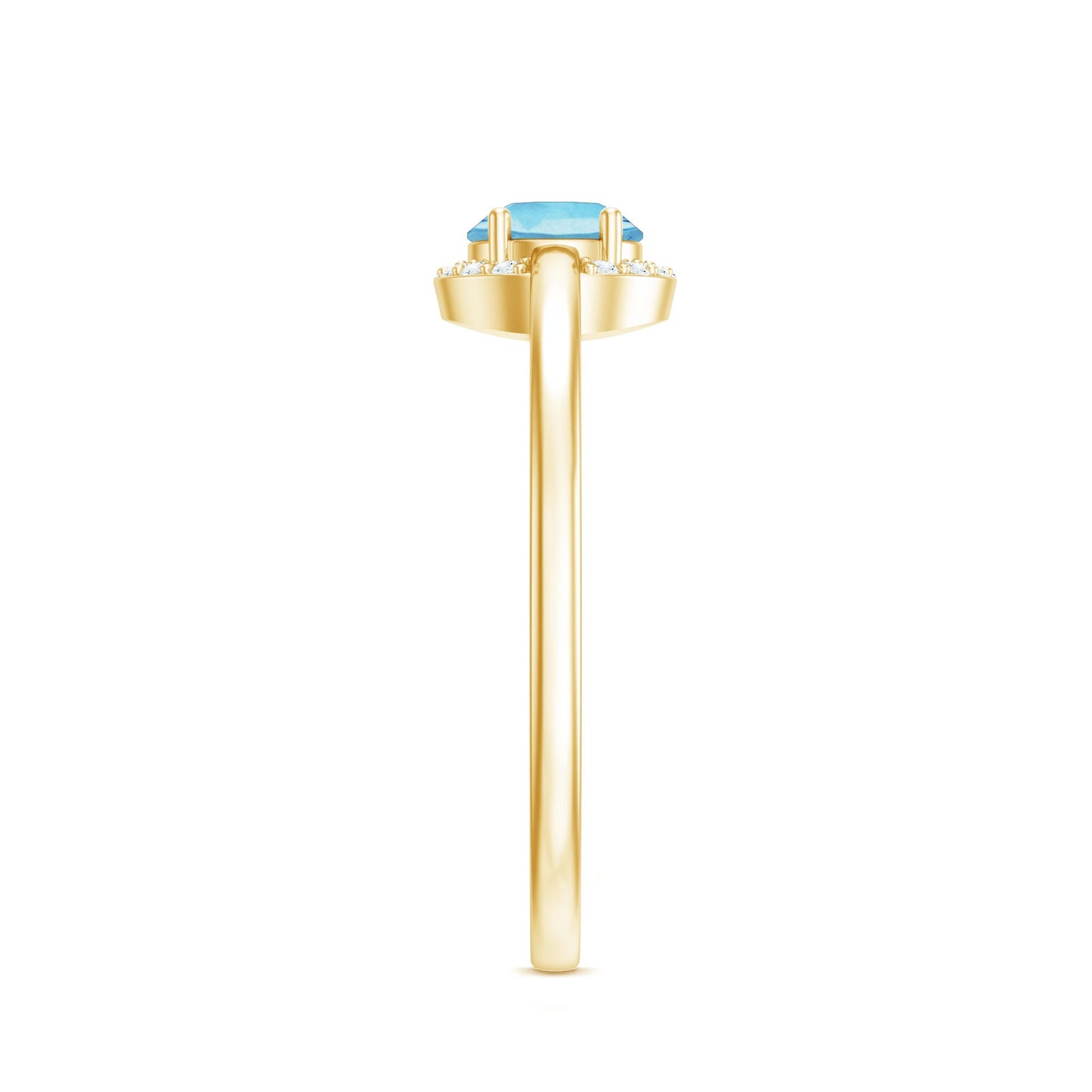 Certified Real Aquamarine Promise Ring with Diamond Halo