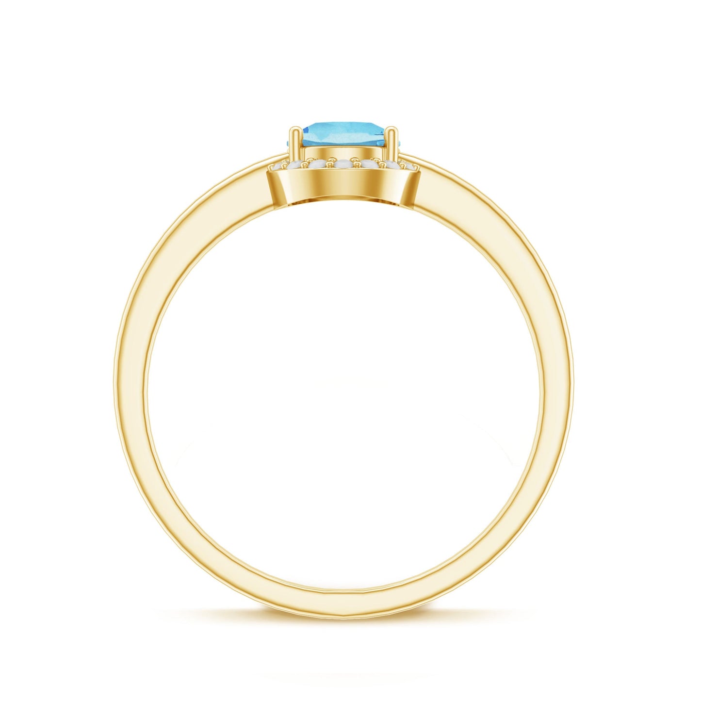Certified Real Aquamarine Promise Ring with Diamond Halo