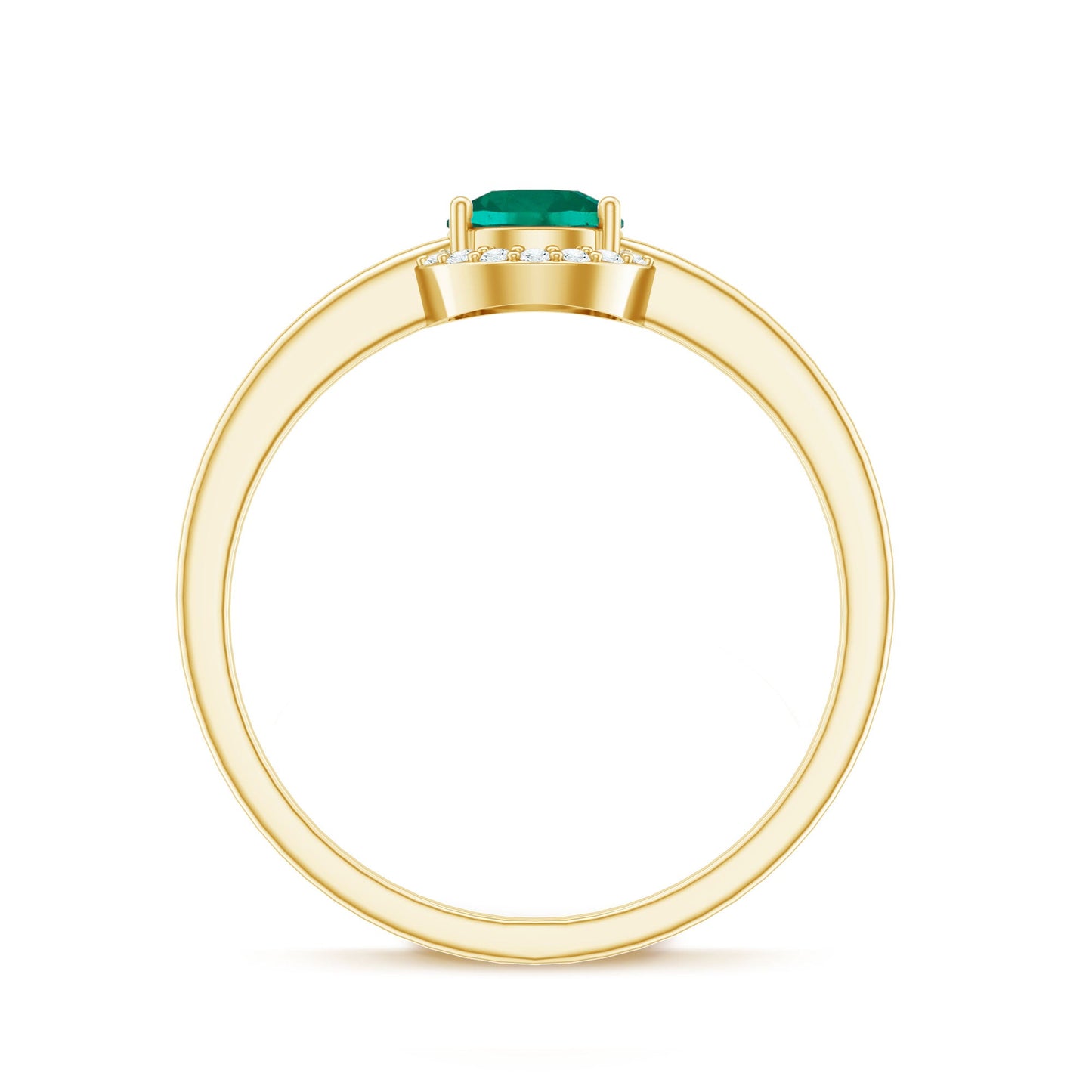 Certified 0.8 Carat Lab Grown Emerald Promise Ring with Diamond Halo