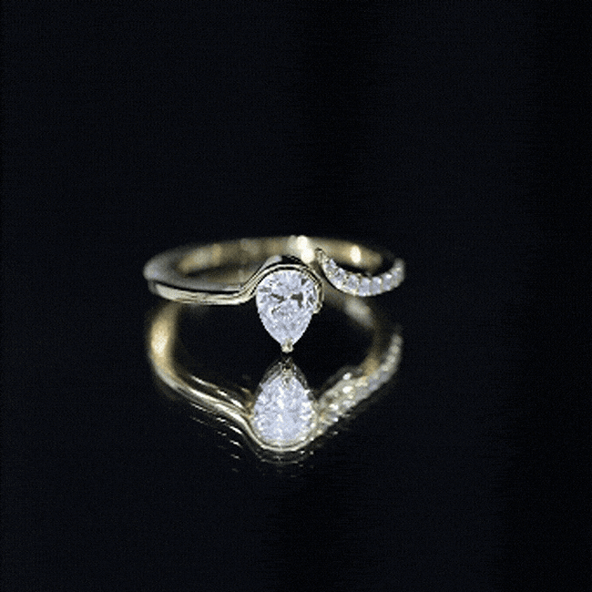 Pear Shaped Moissanite Cuff Ring for Women