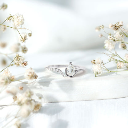 Pear Shaped Moissanite Cuff Ring for Women