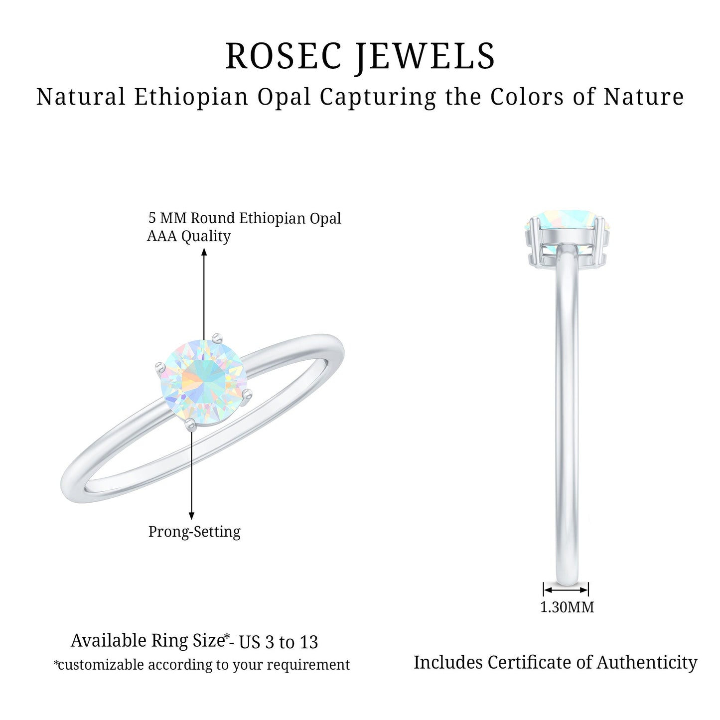 Natural Ethiopian Opal October Birthstone Ring