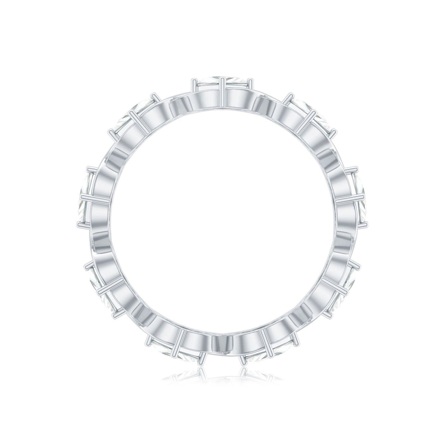 Certified Princess Cut Moissanite Wedding Band Ring