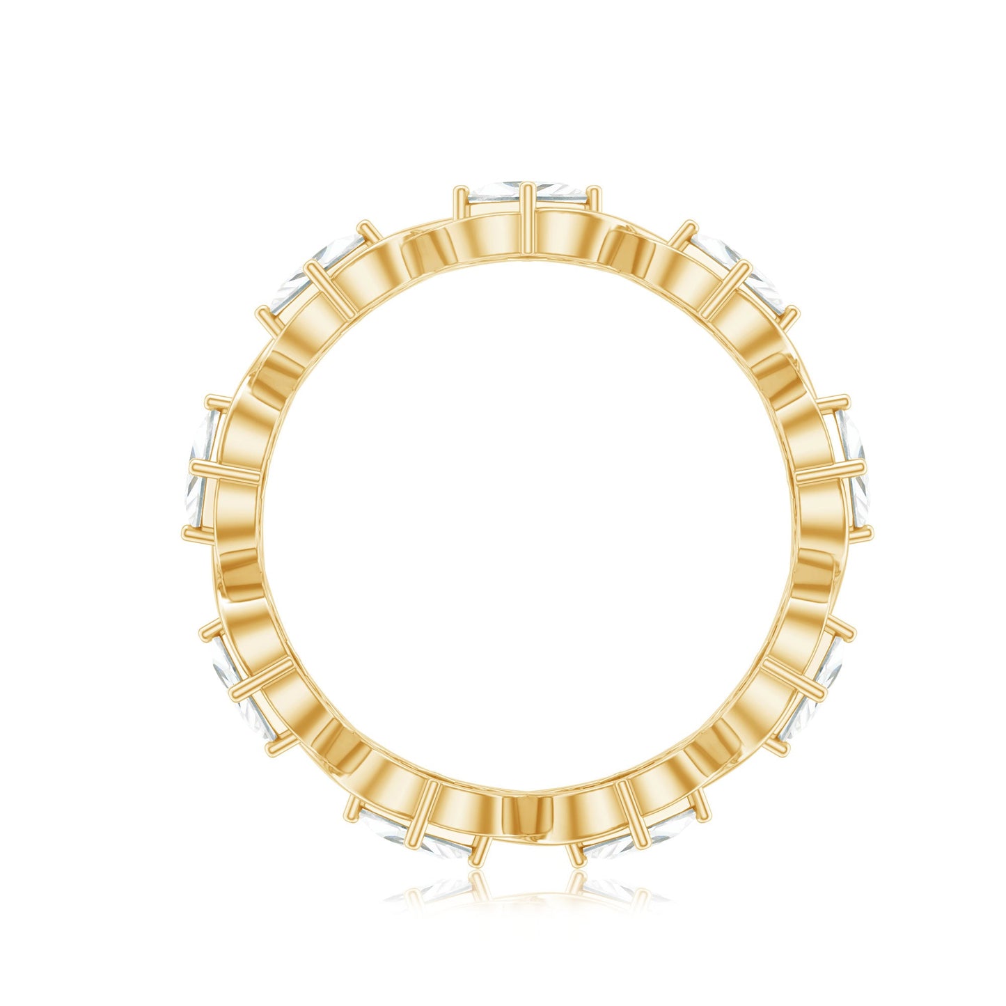 Certified Princess Cut Moissanite Wedding Band Ring