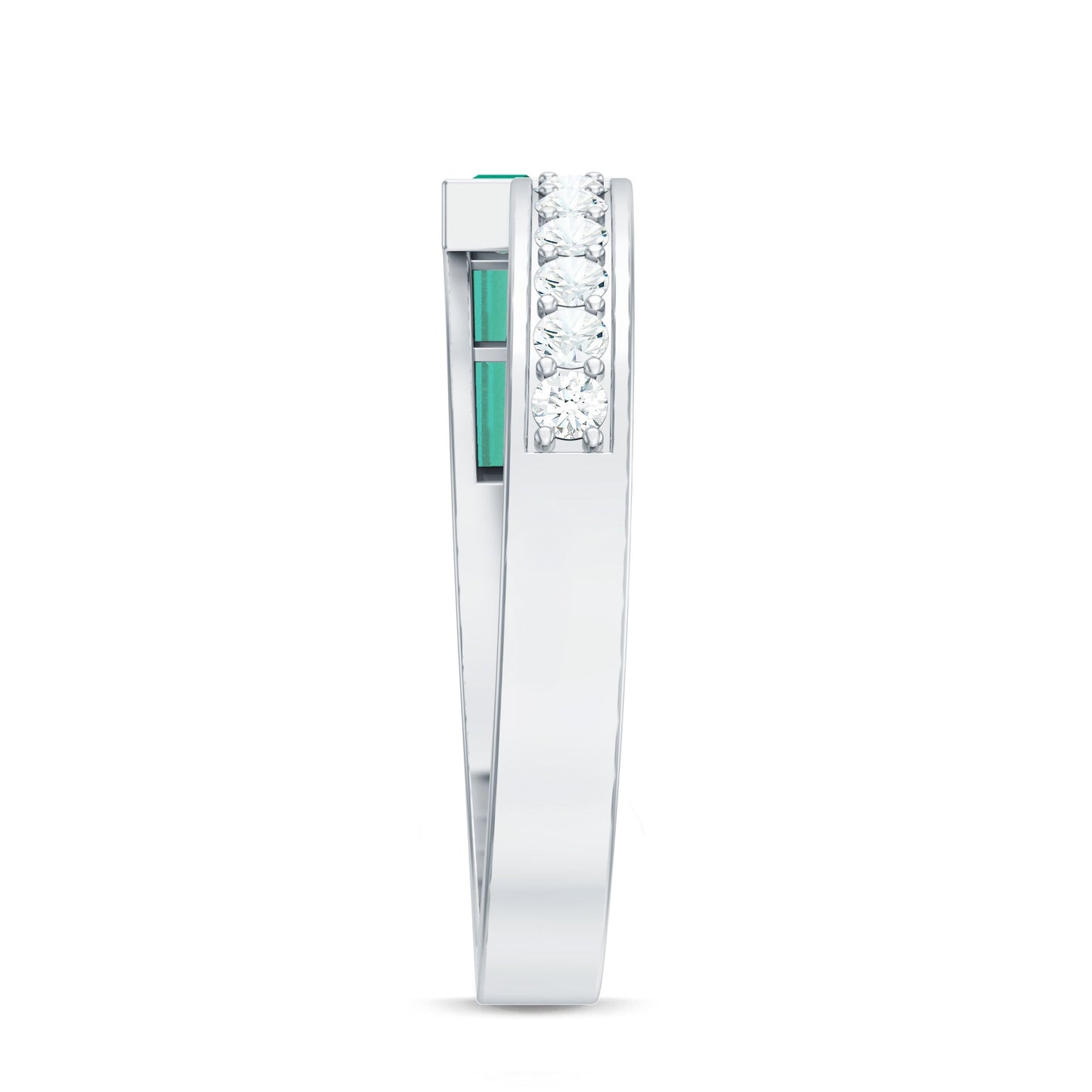 Certified Baguette Lab Grown Emerald Diamond Anniversary Band Ring