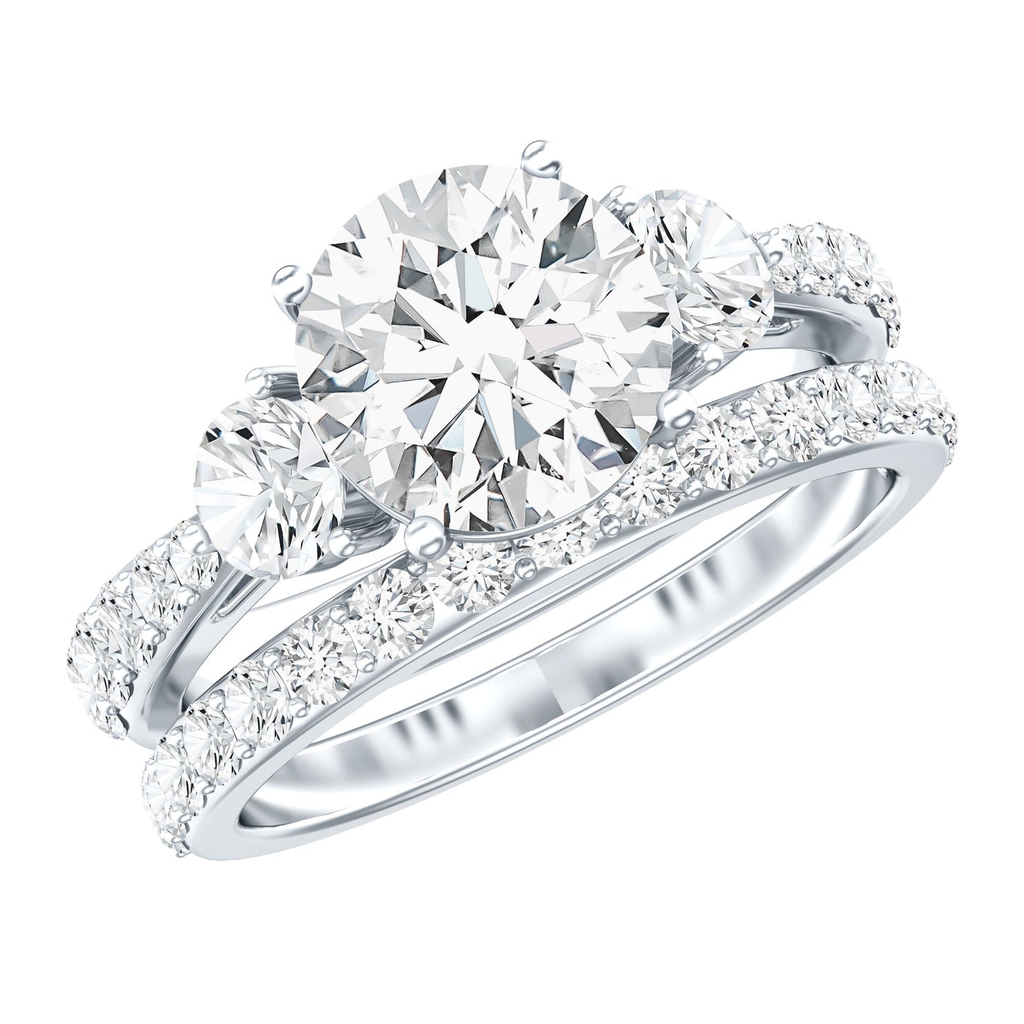 Certified Moissanite Classic Bridal Ring Set