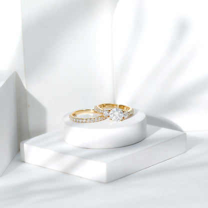 Certified Moissanite Classic Bridal Ring Set