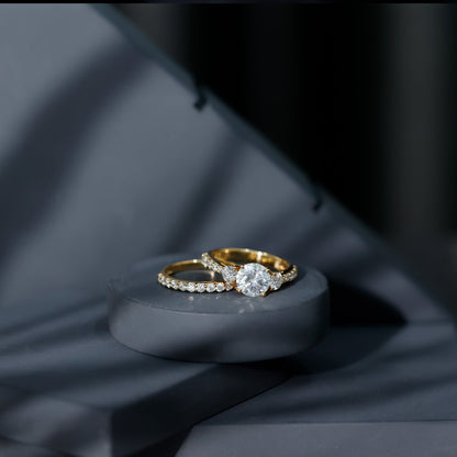Certified Moissanite Classic Bridal Ring Set
