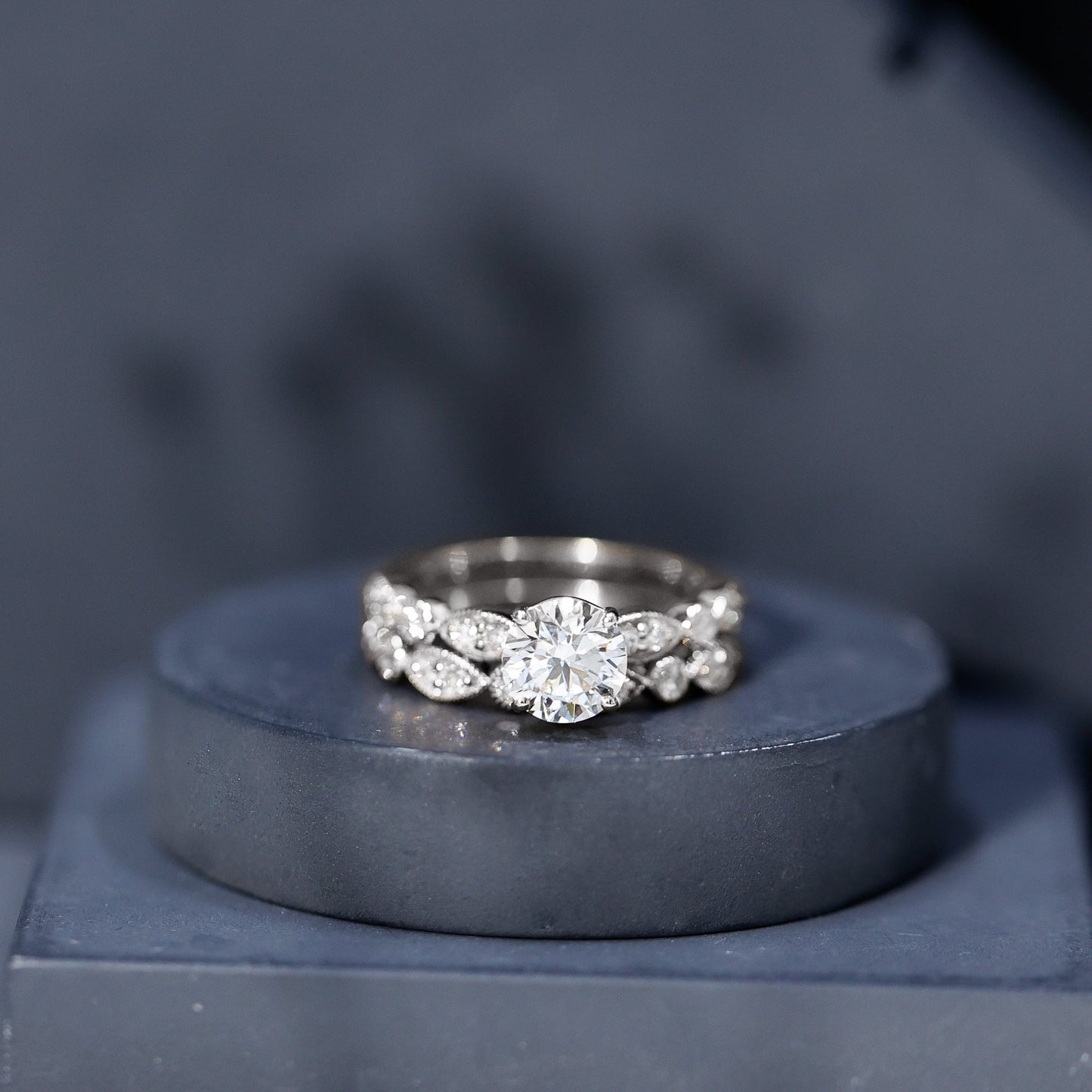 2 Carat Brilliant Cut Moissanite Bridal Ring Set