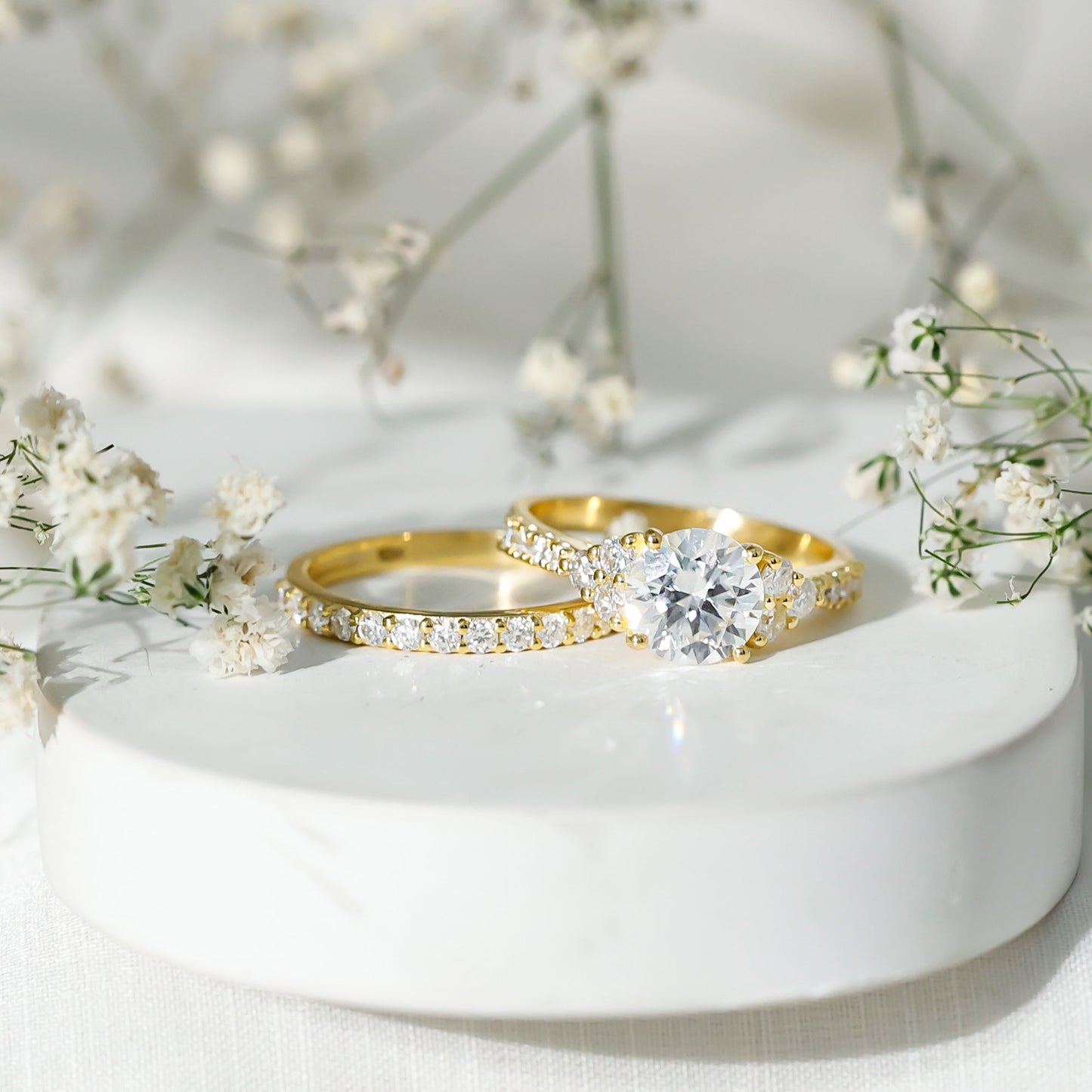 Certified 2 Carat Moissanite Engagement Ring with Enhancer