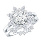 Flower Inspired Moissanite Halo Engagement Ring with Enhancer